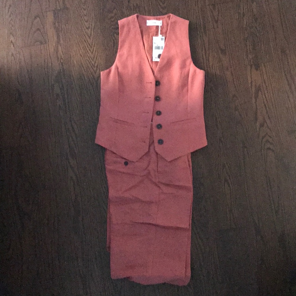 Blush tencel set of trousers and vest.